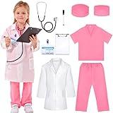 Liberry Doctor Costumes for Kids, Toddler Dress Up Clothes with Real Stethoscope, Halloween Pretend Play Gift for Girls