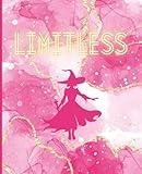 Cute Composition Notebook Journal, Wide Ruled; WICKED Fun Limitless Cover with a movie aesthetic, pink gold themed cover, 7.5 x 9.25, 120 pages, perfect for kids, teens, students and adults