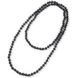 BALIBALI 108 Mala Beads Necklace 8mm Natural Semi-Precious Stone Meditation Long Beaded Necklace Wrap Bracelet Handmade Gemstone Jewelry for Women Men (Black Agate)