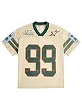 SOLY HUX Mens Jersey Y2k Baggy Shirts Graphic Tees Oversized V Neck Tshirts Summer Tops Beige Graphic Medium