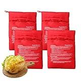 4-Pack Baked Potato Microwave Bag - Reusable Pouch and Potato Cooker for Perfect Potatoes in 4 Minutes - Quick & Easy Kitchen Gadget