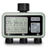 Watering Timer 3 Zone, Sprinkler Timer, Programmable Garden Outdoor Hose Faucet Timer with Rain Delay, Auto & Manual Watering System,Water Hose Irrigation Timers 3 Outlet for Garden