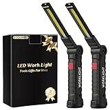 Coquimbo Tool Gifts for Men Dad Him Husband, Rechargeable LED Work Light BBQ Grilling Accessories with Magnetic Base, 360° Rotate Mechanic Grill Light for Car Repair Camping (2 Pack Black)