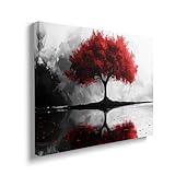 Tree Canvas Wall Art Seascape Landscape Painting Picture Framed for Bathroom Bedroom Living Room Sea Beach Modern Home Office Wall Decor 12"x16"