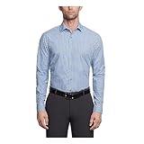 Unlisted by Kenneth Cole mens Slim Fit Checks and Stripes (Patterned) Dress Shirt, Medium Blue, 16 -16.5 Neck 34 -35 Sleeve Large US