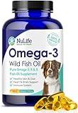 Pure Omega 3 Fish Oil for Dogs, Wild Caught from Iceland, Skin and Coat Supplement for Shedding, Dry Itchy Skin and Allergies, Rich in EPA + DHA with Omega 3, 6 & 9 Fatty Acids, 1000mg, 180 Capsules
