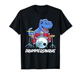Musical Instrument Drummer Gift Idea Funny Drummer Boys Gift T Rex Percussion Drummersaurus Drums T-Shirt, Black
