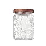 Custde Vintage Glass Jar with Wooden Lid, 23.7 fl oz - Airtight Decorative Food Storage Canisters for Kitchen Counter, Ideal for Candy, Sugar, Coffee, Cookies