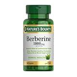 Nature's Bounty Berberine Supplements,1000mg, Berberine Capsules for Blood Sugar Support, Cholesterol & Heart Health, 60 Count