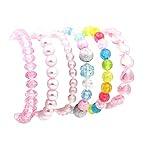 BGSHEMNI 6 Pieces Princess Bracelets,Rainbow Stretchy Bead Bracelets Pink Love Bracelet,Girls Costume Jewelry Set
