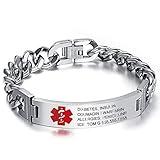 Custom Emergency Medical Alert Bracelet - Free Engraving, Non-Tarnish Titanium Steel, Adjustable Size 7.5-9.5 inches, Medical ID Bracelet for Men & Women, Durable & Comfortable (Silver-7.5 inches for women)