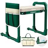 Saker Garden Kneeler and Seat Foldable Gardening Stool with Extendable Legs & Thickened Pad, Tool/Storage Bag, Heavy Duty Support for Elderly, Gardening, Outdoor Use