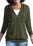 Nimsruc Zip Up Hoodies For Women Long Sleeve Casual Oversized Sweatshirts Cute Fall Hoodie With Pockets Army Green L