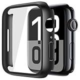 Misxi 2 Pack Tempered Glass Case Compatible for Apple Watch Series 10 (2024) 46mm, Hard PC Screen Protector Overall Protection Ultra-Thin Lightweight Scratch-Resistant Cover for iWatch, Satin Black