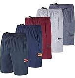 5 Pack Men’s Active Quick Dry Fit Short Pockets Athletic Running Gym Basketball Workout Activewear Sports Men, Set 6, XXL, Pack of 5