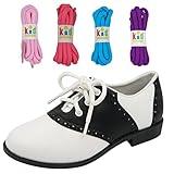 Saddle Shoes Oxford 50's Style Sock Hop for Kids with Bonus Pack of Laces, US11
