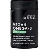 Sports Research Vegan Omega-3 Fish Oil Alternative from Algae Oil - Highest Levels of DHA & EPA Fatty Acids | Non-GMO Verified & Vegan Certified - Fresh Lemon Scent - 60 Veggie Softgels