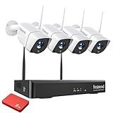 1080P Wireless Security Camera System, Firstrend 8CH Wireless DVR System with 4 pcs 1080P Security IP Camera and 2TB Hard Drive Pre-Installed, 65 ft Night Vision and Easy Remote Monitoring