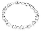 Miabella 925 Sterling Silver Italian 5mm Heart Link Chain Bracelet for Women, Made in Italy (Length 7 Inches)