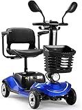 VERPAL Compact 4 Wheel Mobility Scooter with Display, Foldable Electric Scooter for Seniors and Adults, Heavy Duty Travel Model with Lights, Basket, Rearview Mirror, and Long-Lasting Extended Battery