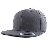 Trendy Apparel Shop Flexfit Brand Premium Classic Flatbill Snapback Cap - Charcoal