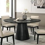 59" Round Dining Table, Mid-Century Modern Round Kitchen Table for 4-5 People, Dining Table for Home Dining Room Kitchen Living Room Restaurant Furniture Wood Upgrade