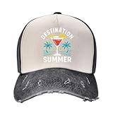 OTIQTI ART Destination Summer Cocktail Baseball Cap Cotton Hat Contrast Color Denim Baseball Cap for Men Women