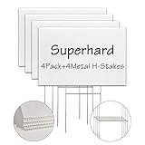 Blank Yard Lawn Signs, 4 Pack 18 x 12 Inches White Plastic For Happy Birthday,Garage Sale, Rent, Guidepost Decorations, Blank Lawn Signs With Stakes