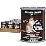 Dave's Pet Food Grain Free Wet Canned Cat Food (Turkey), Made in USA Naturally Healthy, Added Vitamins & Minerals, Gluten-Free, 12.5 oz Cans (12 Pack)