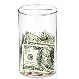 hizgo Kids Adults Piggy Bank, Small Clear Piggy Bank for Kids Adults Must Break to Open, Unopenable Acrylic Savings jar, Size 5.9" H x 3.55" Diameter(Small)
