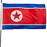 DANF North Korea Flag 3x5 Ft Thick Polyester, Fade Resistant, Brass Grommets, Canvas Header N Korean National Flags with 3 X 5 Feet