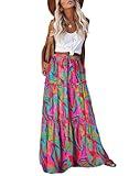 EARKOHA Womens Casual High Waist Tie Paisley Print Long Maxi Skirt with Pockets Multicolor M