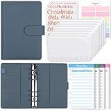 SKYDUE A6 Budget Binder, Money Organizer for Cash with 8pcs Zipper Envelopes,12pcs Expense Budget Sheets & 24 Rose Gold Sticky Labels, Money Saving Binder for Budgeting