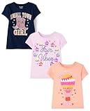 The Children's Place,Girls,Assorted Everyday Short Sleeve Graphic T-Shirts,Multipacks,Fair Vibes/Small Town/Fair 3-Pack,Medium