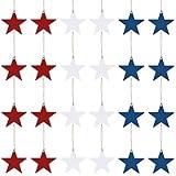4th of July Decorations,Patriotic Wooden Star Hanging Ornament for Memorial Day Independence Day Home Party Decor ﻿