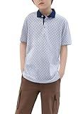 SELINK Golf Shirts for Boys Short Sleeve Dry Fit Moisture Wicking Polo Shirt Performance Sport Active Shirt White Club-10-11Y