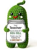 MAMAGIFTREE Teacher Appreciation Gift - Funny Crochet Pickle Plush with Big Dill Thank You Card - Cute Handmade Gifts for Teachers - End of Year, Christmas, Birthday Gifts