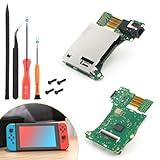 for Nintendo Switch Game Card Reader Replacement for Nintendo Switch HAC-001 Game Card Reader Cartridge Slot with Headphone Connector Accessories Parts (with Screws and Repair Tools)