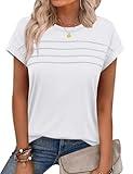 WEESO Womens Tops Spring Summer Tops 2025 Dressy Casual Cap Sleeve Basic Tee Shirts Women Blouses Trendy Beach Vacation Clothes for Women Cruise Outfits 2025 Trendy White M