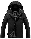 OTU Men's Lightweight Waterproof Hooded Rain Jacket Outdoor Raincoat Shell Jacket for Hiking Travel Black M