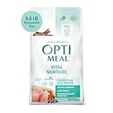 Optimeal Dry Kitten Food - Vital Nurture Healthy Balanced Nutrition for High Energy Growth, Digestion & Immunity Support Premium Nutrition with Natural Ingredients for Kittens (8.8lbs, Chicken & Rice)