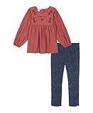 Lucky Brand Baby Girl's 2pc Tunic Legging Set, Rose Terracota/Medium Wash