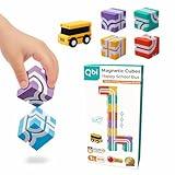 QBI Magnetic Blocks STEM Toys for Toddlers Aged 1+ Year Old Boys & Girls｜3D Colorful Magnetic Building Blocks with School Bus｜Magnet Block for Kids｜Educational & Montessori Preschool Kids Toy (13PCS)