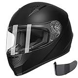 GLX GX11 Compact Motorcycle Helmet - Matte Black, Small - Full Face w/ Tinted Visor, DOT Approved