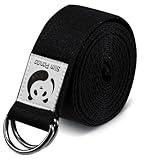 Slim Panda Yoga Strap with Adjustable D-Ring Buckle, Cotton Yoga Belt for Fitness, Pilates, Physical Therapy, Improve Flexibility (10+ Colors, 6 Feet/8 Feet)