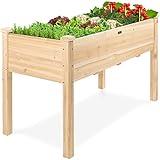 Best Choice Products 48x24x30in Raised Garden Bed, Elevated Wood Planter Box Stand for Backyard, Patio, Balcony w/Bed Liner, 200lb Capacity - Natural