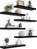 GXYAWPJ Black Wood Floating Shelves for Wall Rustic Wall Shelves for Bedroom Set of 6