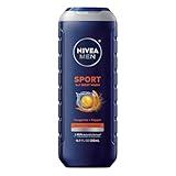 NIVEA Men Sport Body Wash with Revitalizing Minerals, Tangerine and Pepper Scent, 3-in-1 Men's Body Wash, Face and Hair, Paraben Free, Vegan Formula, 16.9 Fl Oz Bottle