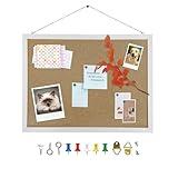 Cork Bulletin Board, 15.7 X 12 Inches Rectangle White Oak Wood Finish Frame for Office Home and School(Pins, Eye Bolts, gaskets, Screws)
