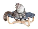 Fantasreen Wooden Elevated Cat Bed Hammock Breathable Scratch-Resistant Grey Fabric, Removable and Machine Washable, Pet Bed Suitable for Cats, Small Dogs, Rabbits up to 33 lbs.
